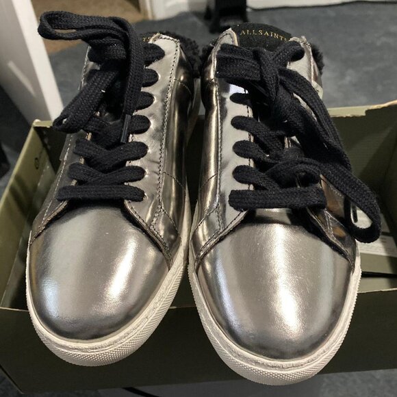 ALLSAINTS Women's Sheer Metallic Sneaker Mules missing lid - Picture 6 of 9